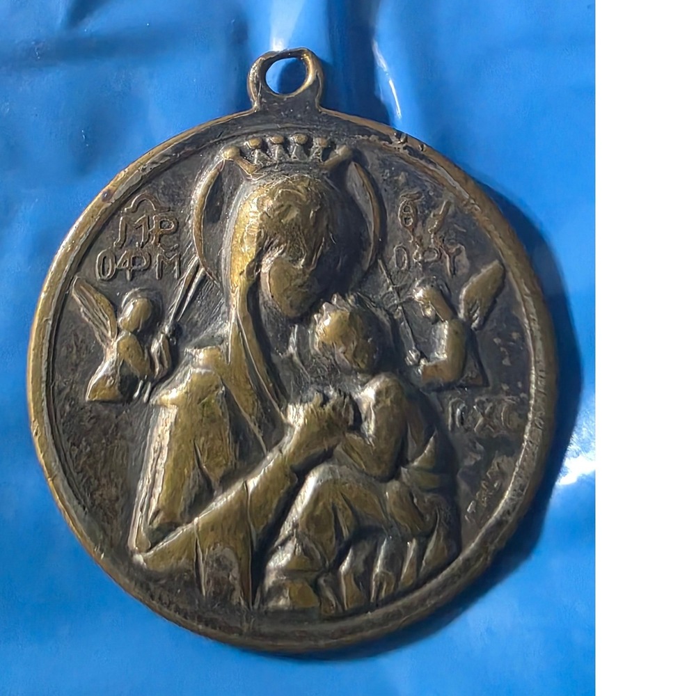 Vintage Blessed Saint John Neumann Mary medal Antique Catholic Approx 1" - Picture 3 of 5